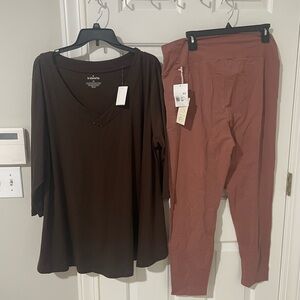 Brown 3x nwt Top and tan NWT 3x leggings